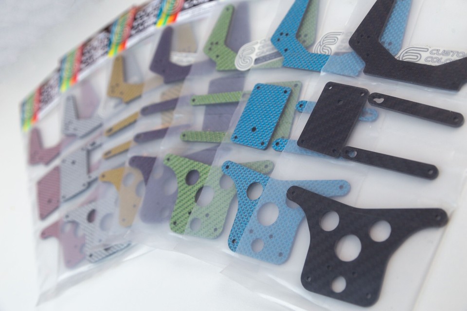 Kit 5 Pièces Team Associated RC10 – Plaques Fibre De Carbone Uni | Pour RC10, RC10CC Bleu