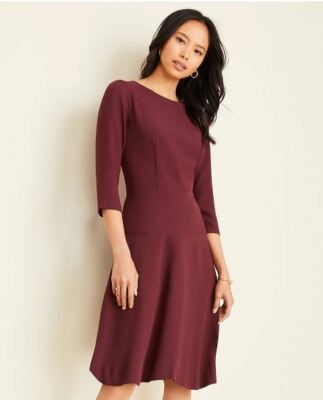 New Ann Taylor Mauve Purple 3/4 Sleeve Crew Neck Seamed Ponte Fit Flare Dress 2 | eBay New Ann Taylor Mauve Purple 3/4 Sleeve Crew Neck Seamed Ponte Fit Flare Dress 2 | eBay