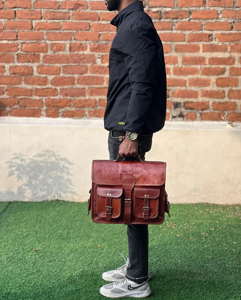 21" Real Shoulder Satchel Maletín Vintage Hombre Portátil Cuero Messenger 1990 - Imagen 4 de 4