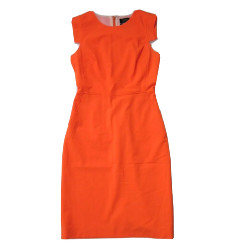 NWT J.Crew Resume Sheath in Neon Orange Italian Stretch Wool Dress 6P $188