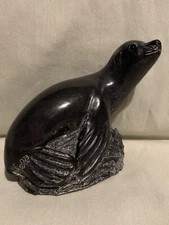 A Wolf Original Handcarved Soapstone Seal Sculpture