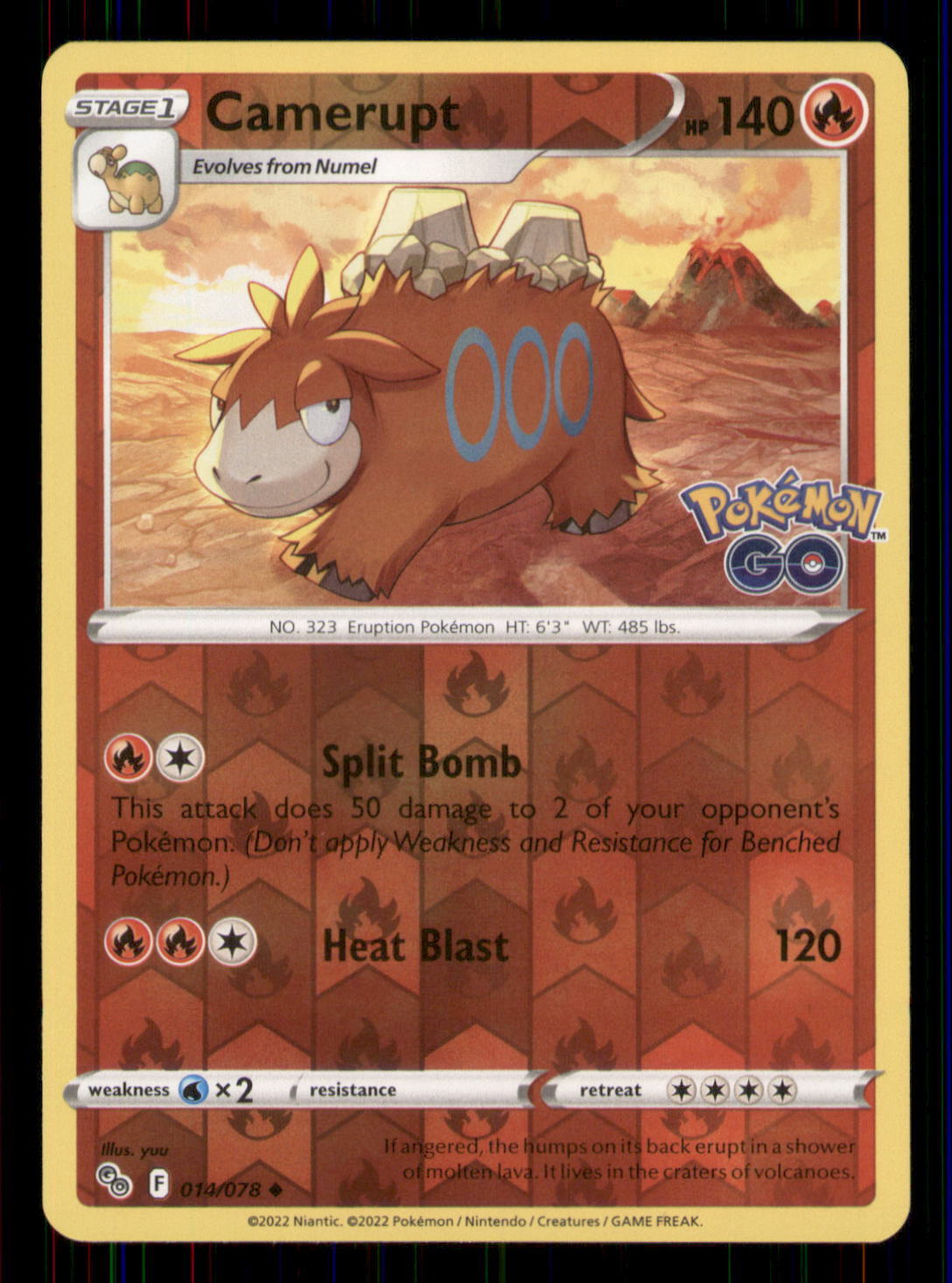 Camerupt Pokemon GO #014/078 Uncommon Reverse Holo Pokemon LP