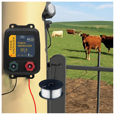 PE5 Electric Fence Energizer for Livestock - 5 Miles, 0.30 Joule, AC Powered