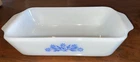 Vintage Anchor Hocking Milk Glass Blue Cornflower  1 Qt Casserole Dish