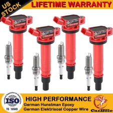 4 Pack Ignition Coil & Iridium Spark Plug for 2005-2018 Toyota Tacoma 2.7L UF495