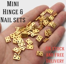 20pcs Mini Brass Plated Hinges & 80 Nails Jewellery Cigar Box Craft Doll House