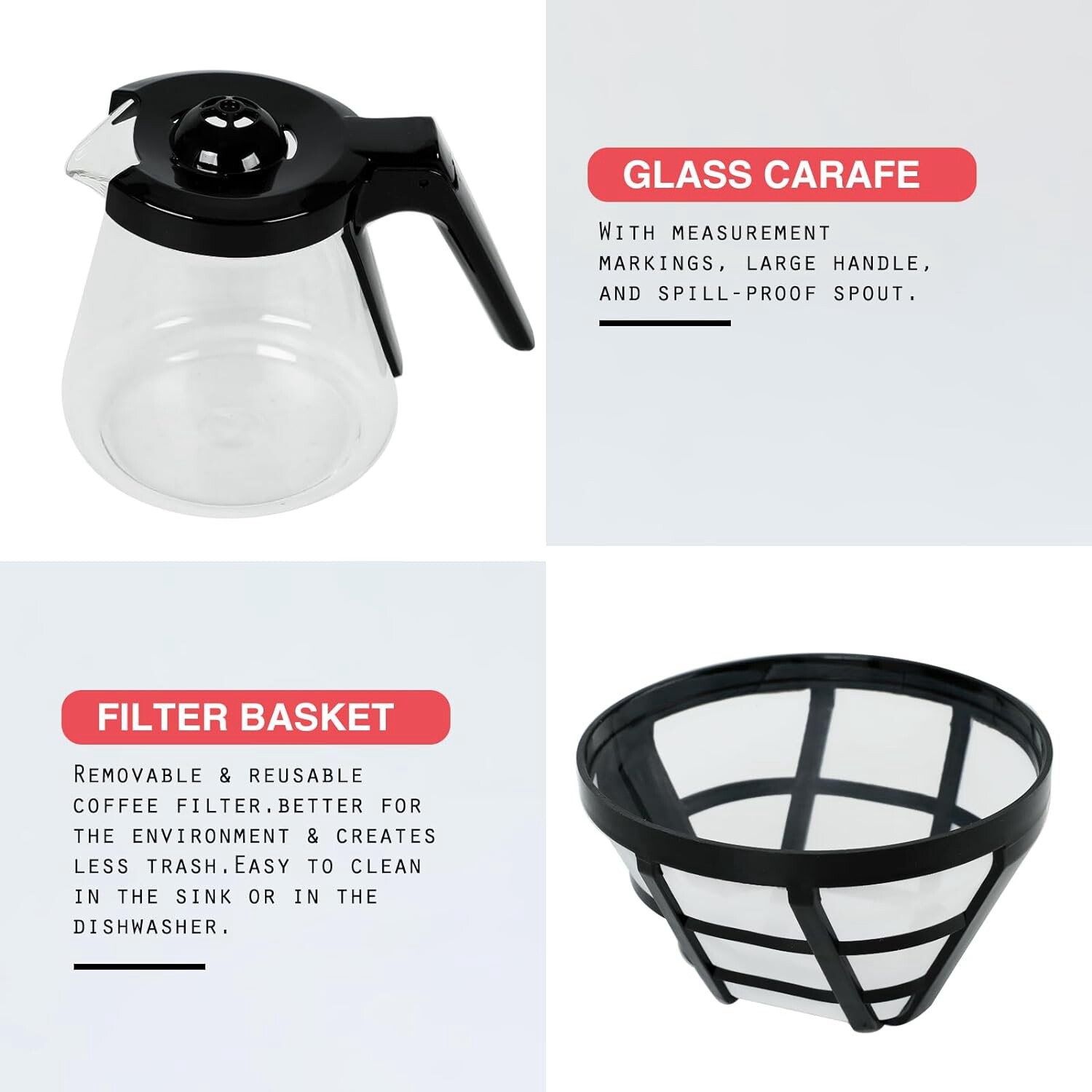 For Home&Office Black Drip Coffee Machine with 750ML Removable Water Reservoir