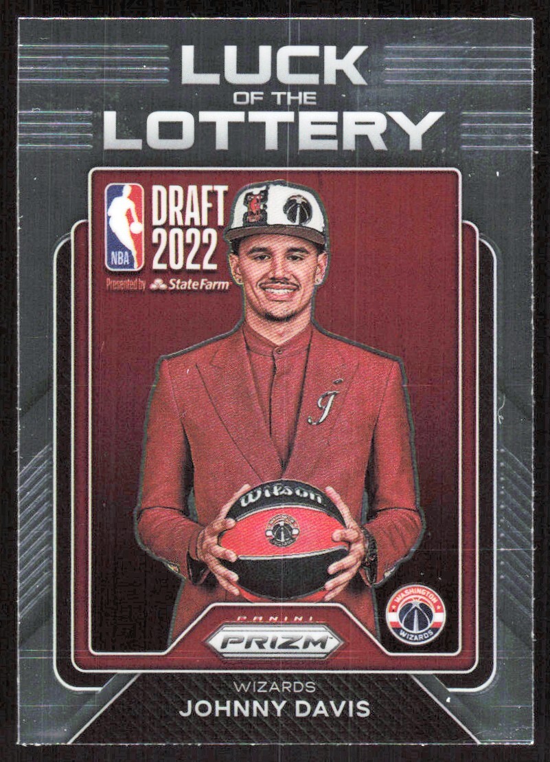 2022-23 7539E Panini Prizm Luck of the Lottery Johnny Davis Rookie Washington
