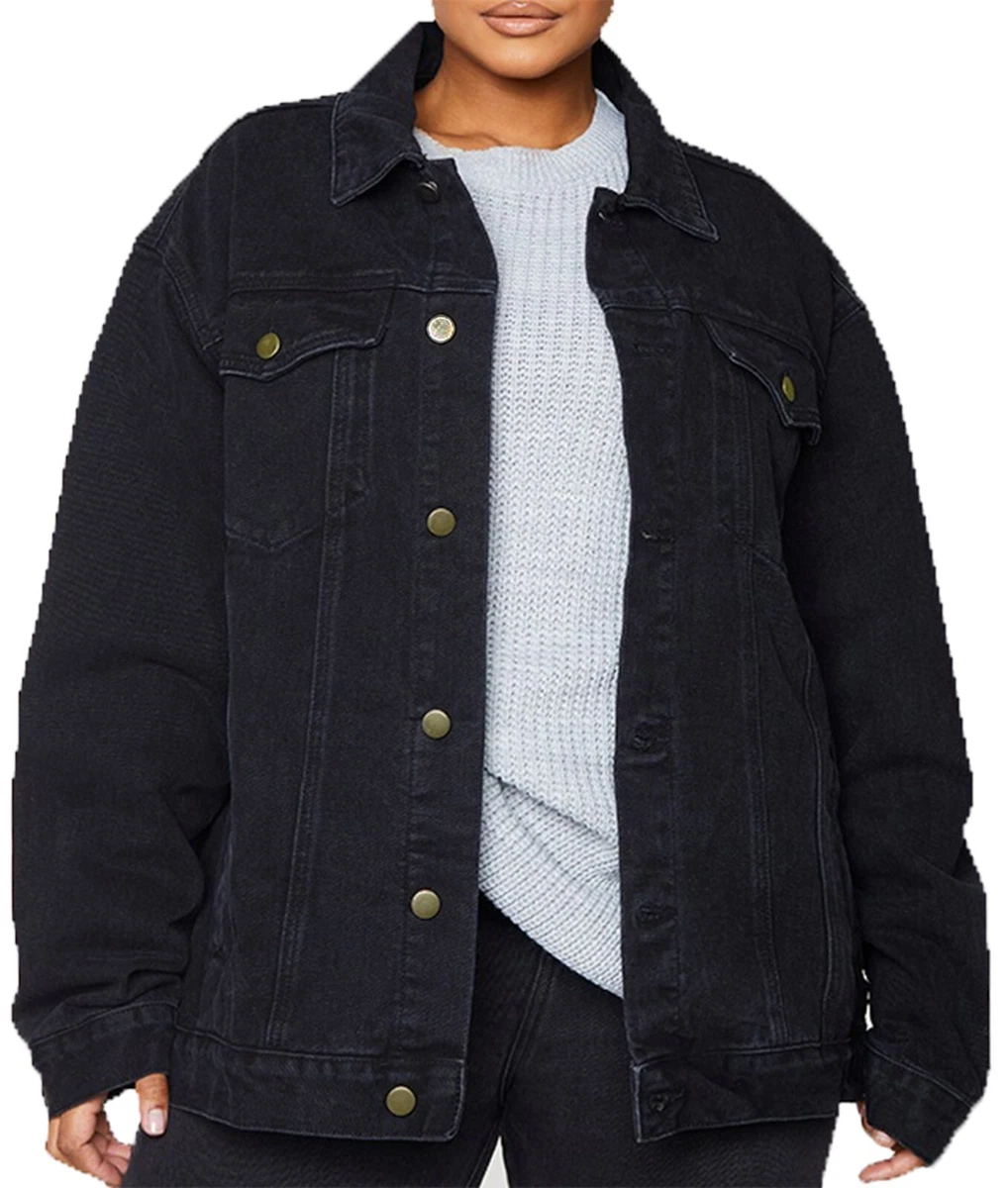 Unique Bargains Juniors' Plus Size Stitching Button Front Washed Denim  Jacket - Walmart.com