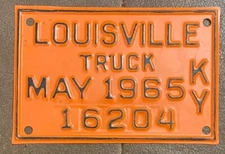 Kentucky 1965 CITY OF LOUISVILLE TRUCK License Plate # 16204