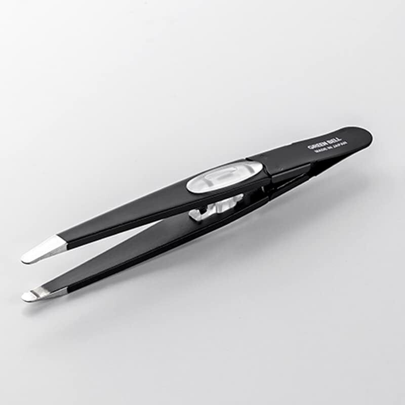 Japanese Eyebrow Hair Tweezers Green Bell Black Made in JAPAN GT