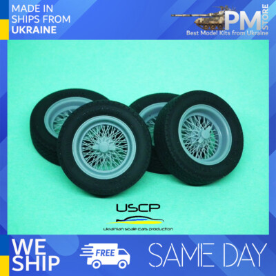 USCP 24P175 1/24 16 inch Italian Wire wheels+tires for 250 Testa Rossa Hasegawa