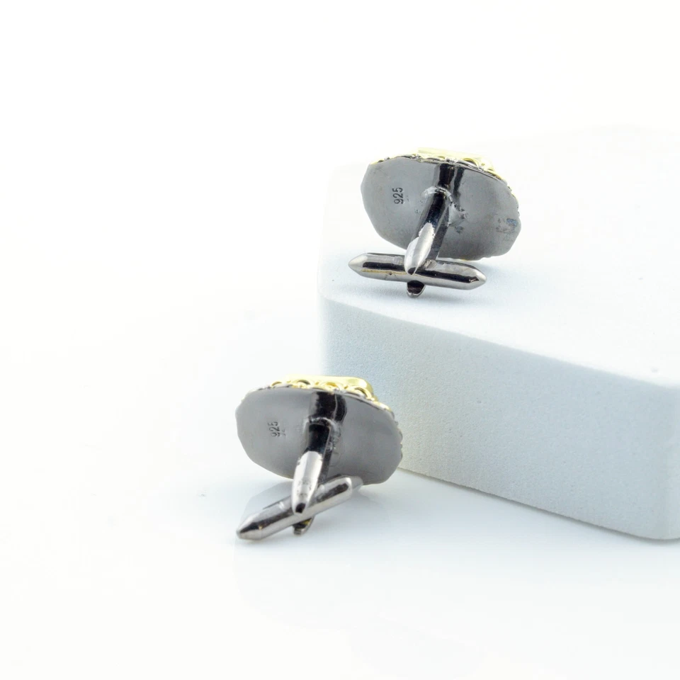 Gemelos de cianita para hombre enchapados en oro 925 joyas de piedras preciosas reales Foto 2 de 4