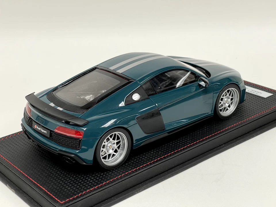 1/18 GT Spirit Audi R8 de 2019 en verde plata raya GT863 cuero AB101 Foto 4 de 4