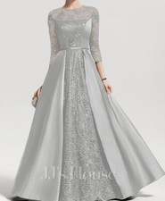 A-line Scoop Illusion Floor-Length Lace Satin Evening Dress With Sequins 153631