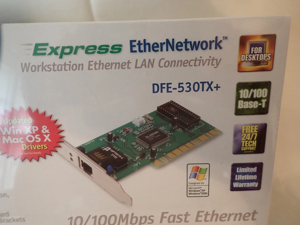 Vintage PCI Adapter D-Link DFE-530TX+ 10/100 Mbps Fast Ethernet Windows XP 2000 - Image 2 of 4