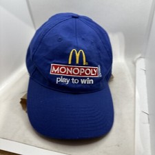 McDonalds Hat Monopoly Play To Win Cap One Size Fits Adjustable Blue 2012