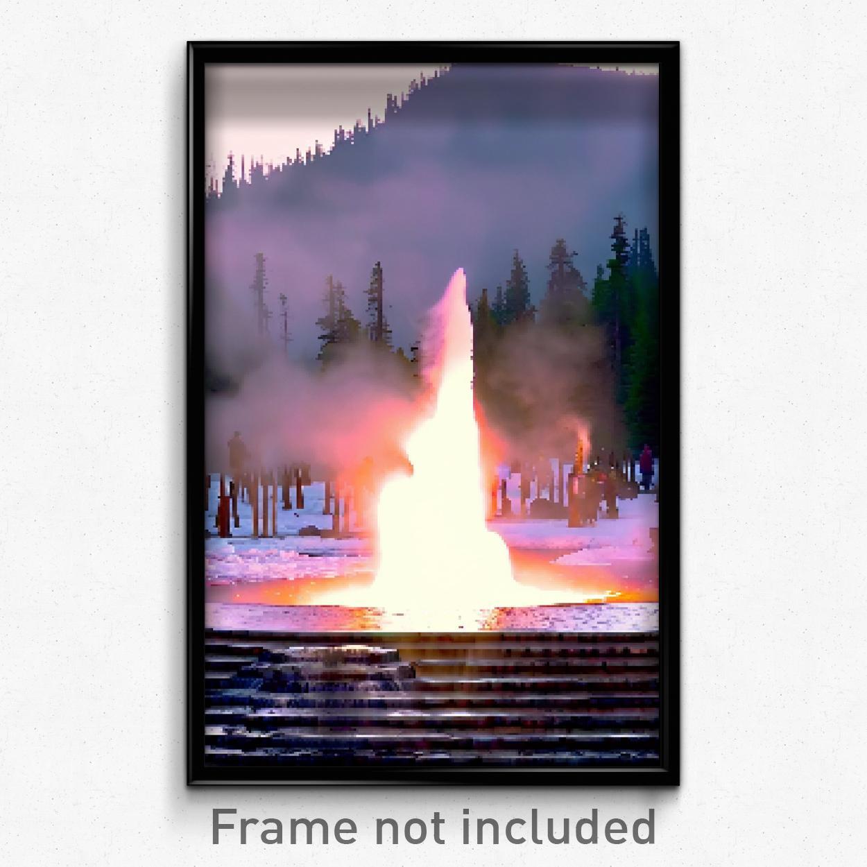 8-Bit Psychedelic Pixel Art Poster - Crowded Geyser Trippy Gamer Print