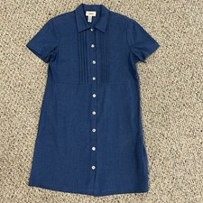 Talbots Vintage Dress Womens Linen Blend Short Sleeve Knee Length Made In USA
