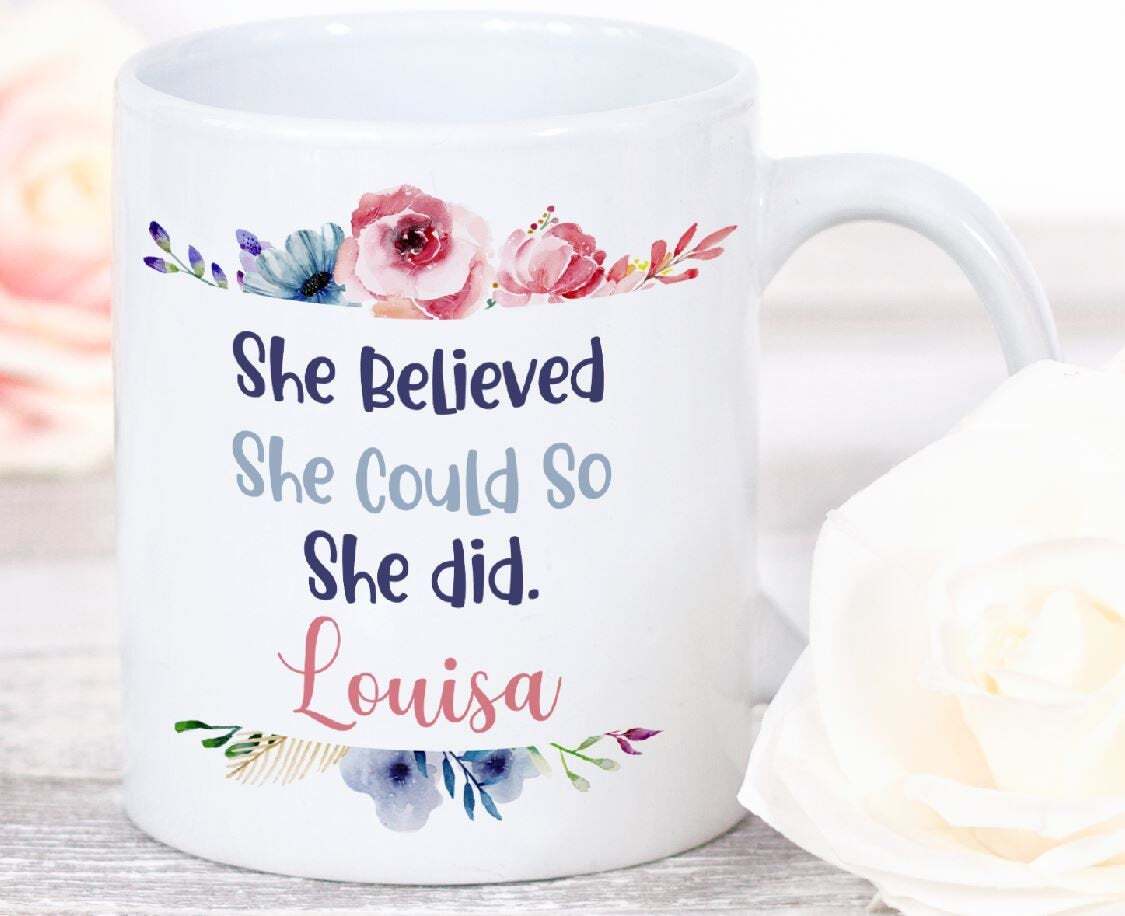 Personalised She Believed She Could So She Did Mug Motivational Mug Gift Women
