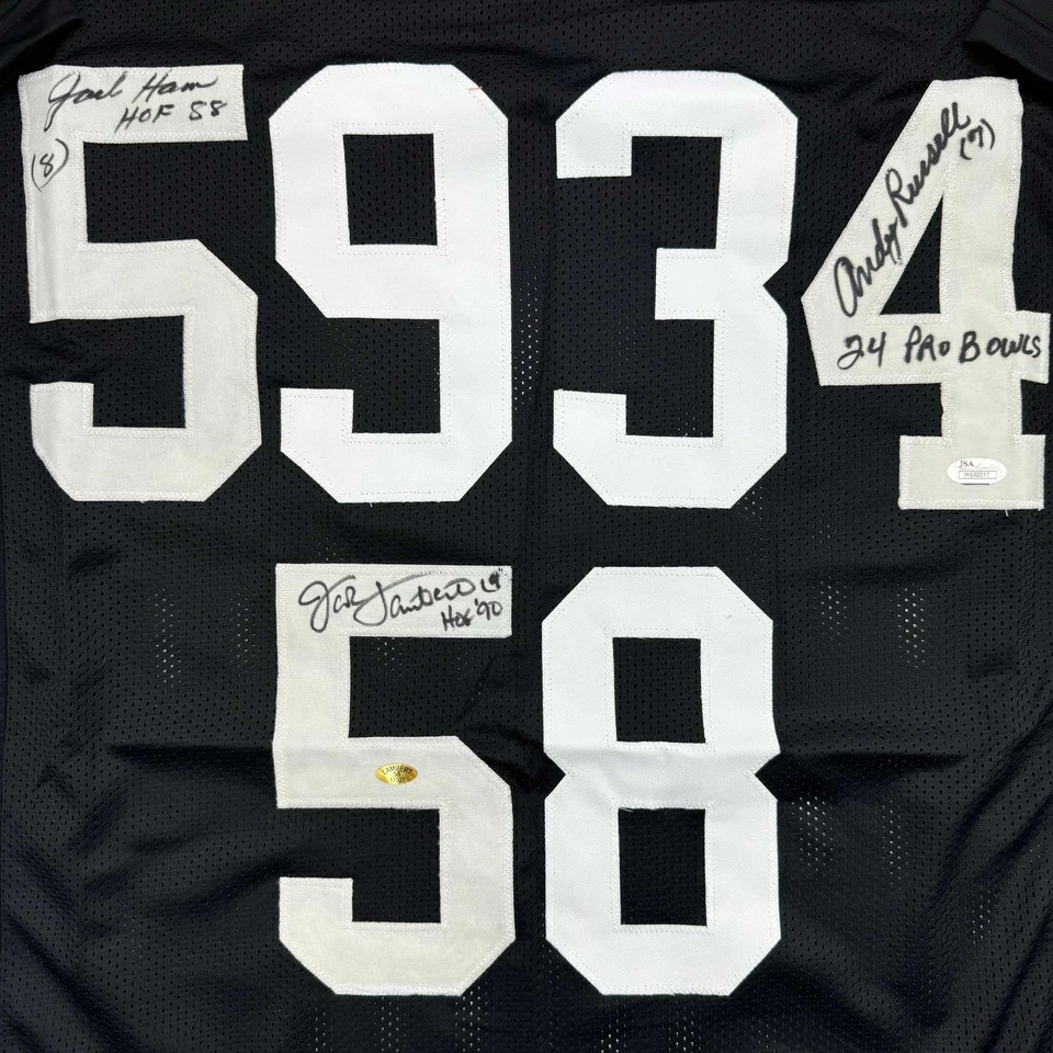 Autographed/Signed Jack Ham, Jack Lambert, and Andy Russell Black Jersey JSA COA - Image 2 of 3