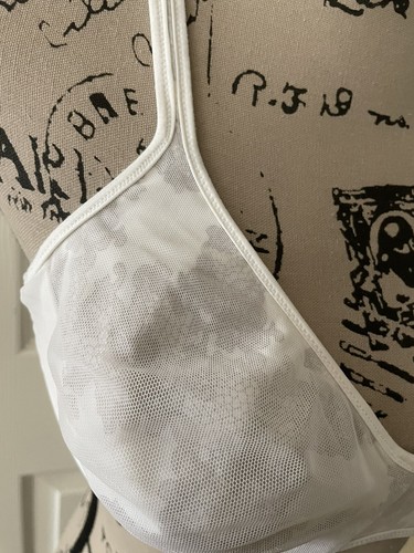 Olga Bra 38C Cushioned Comfort White Gray floral underlay Underwire 35022 - Picture 4 of 7