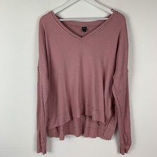 Wild Fable Womens Medium Sweater Pullover Ribbed V Neck Solid Pink