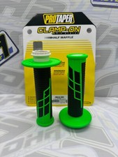 Pro Taper Clamp On Motocross MX Enduro 1/2 Half Waffle Handlebar Grips - Green