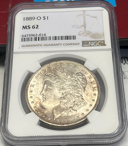 1889-O MORGAN SILVER DOLLAR NGC MS62 TONED ACTUAL COIN #F1593