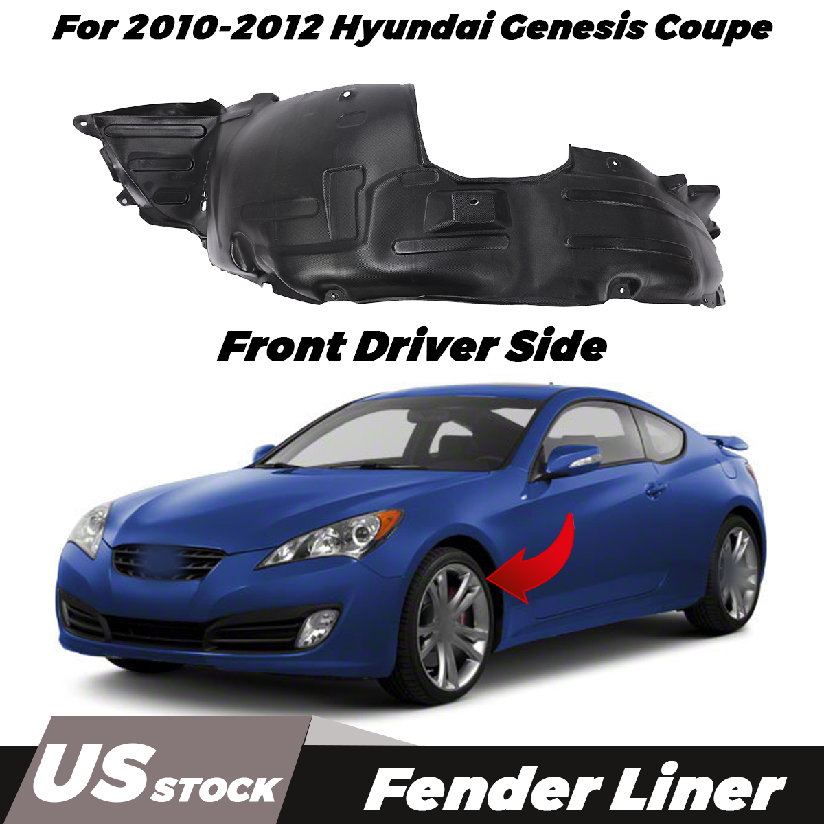 2010-2012 Hyundai Genesis Coupe Front Driver Side Fender Liner HY1248120