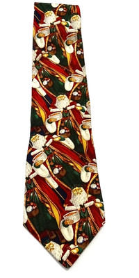 Vintage Tom James 100% Silk Christmas Holiday Santa Claus Neck Tie Made in USA