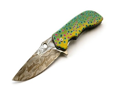Troutback Folder Etched River Run Edition Pocket Knife Stainless Steel Folding