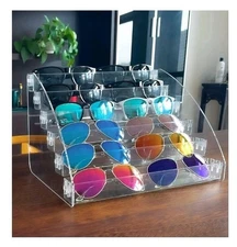MineSign Sunglasses Organizer Clear Eyeglasses Display Case Sticker Display Tray
