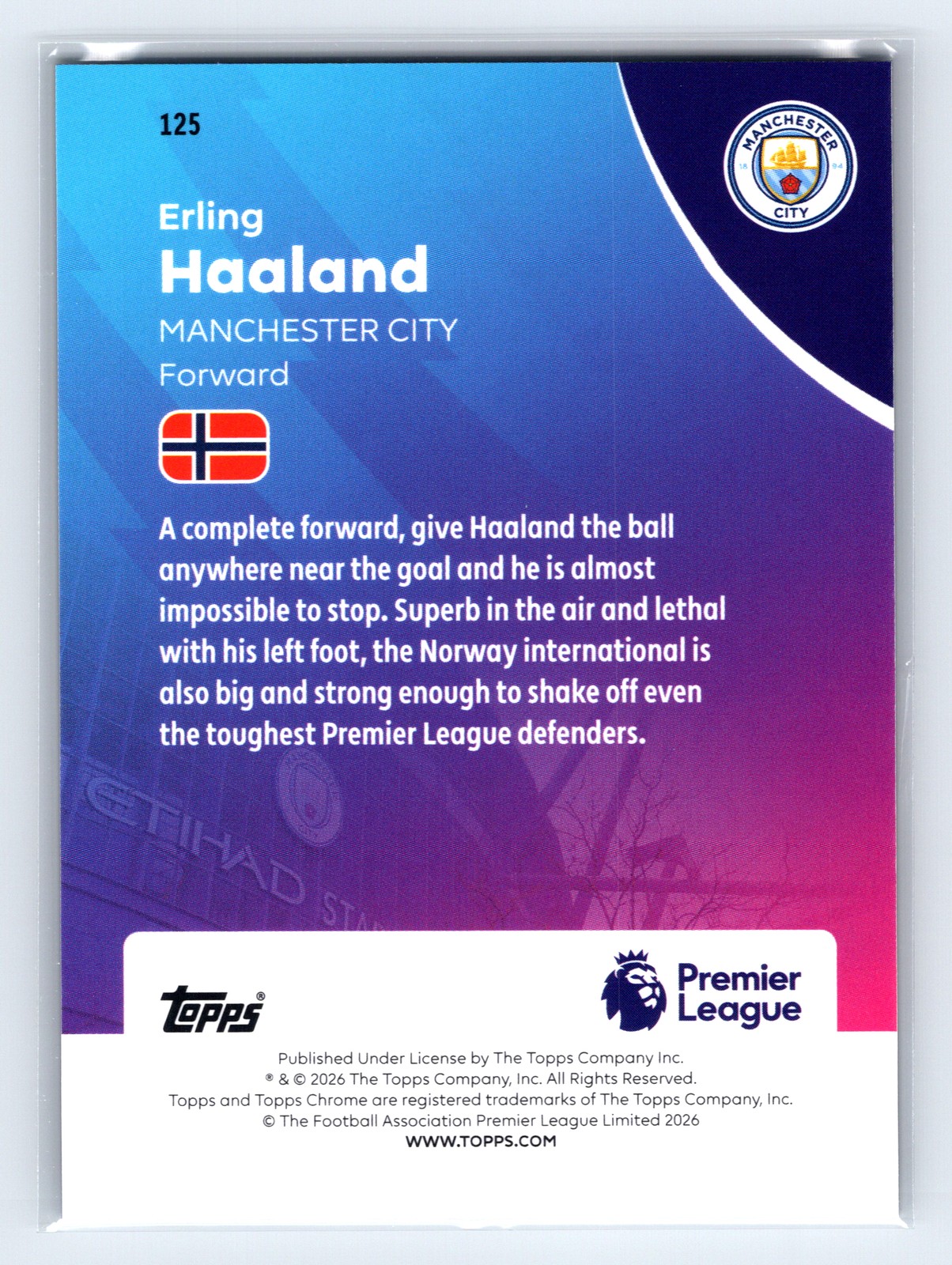 2025-26 Topps Chrome Premier League #125 Erling Haaland view 2