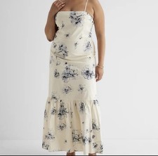 Express Floral Square Neck Tiered Poplin Maxi Dress XL NWT