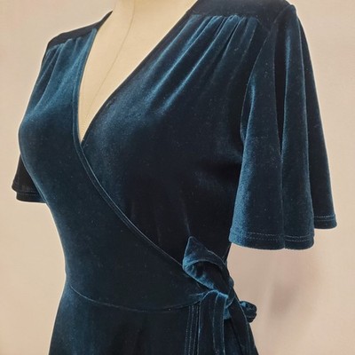 women's holiday wrap dress Jordan Long-Sleeve Wrap Dress in Hammered Satin | Color - Purple Multi / 4