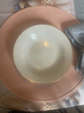 Vintage Gibson White china soup bowls with the gold rim and glossy finish 