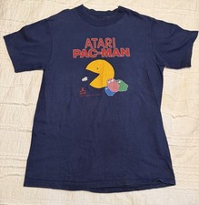 Vintage 1982 Atari Pac-Man T Shirt Hanes Beefy-T Navy Blue M 38-40 Made in USA