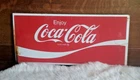 Vintage Coca-Cola Metal Sign 22x10 Original Red Script Wave Enjoy Coke Trademark