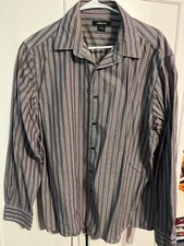 Claiborne Button Up Shirt Mens XL Black Gray Casual Preppy Cotton Business Men