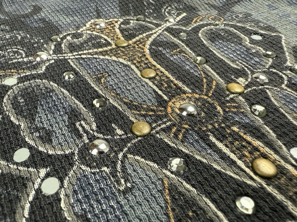 Camisa Negra Térmica Manga Larga Vintage Y2K Brad Butter Cross AOP Piedras XL Foto 4 de 4