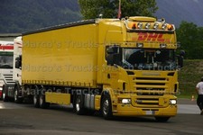Truck Photo Scania R580 Tarpaulin Semi-Truck Switzerland Yellow DHL Vitrans #j8em