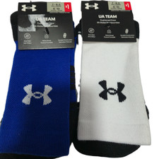 Under Armour Adult UA Team Cushioned Crew Socks Lot Of 2 Pairs Blue White M