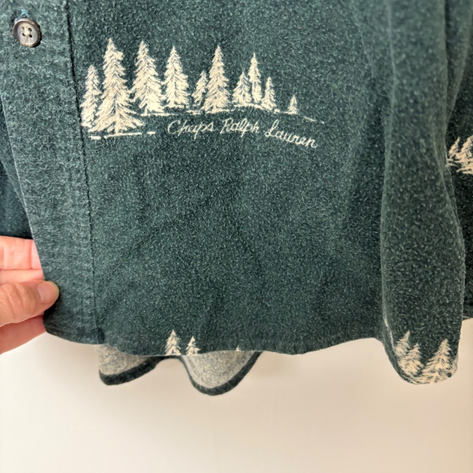 VTG Chaps Ralph Lauren Men L Flannel Shirt Y2K Mountains Trees Outdoor Gorpcore image 7