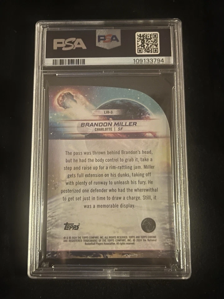 2023 Topps Cosmic Chrome Brandon Miller Launched Into Orbit Blue Moon /99 PSA 10 - Image 2 of 4