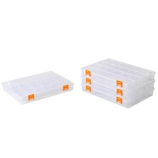 4 Pack Fixed 21 Grids Clear Plastic Storage Box, Transparent Organizer Contai...