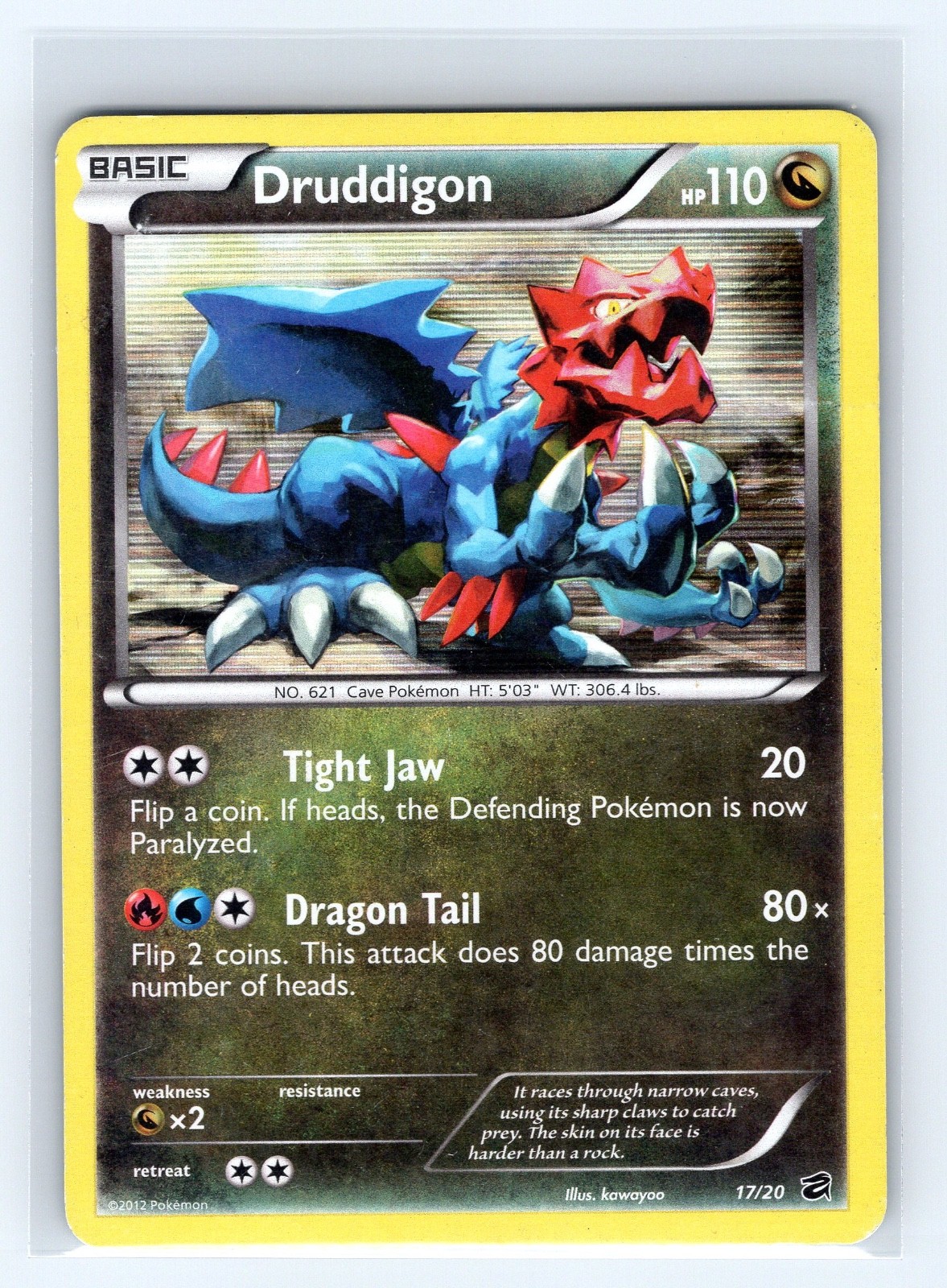 Druddigon 17/20 Dragon Vault Pokemon Holo Trading Card HP