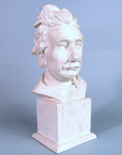 ALBERT EINSTEIN BUST Resin Sculpture on Plinth with Mathematical Formulas