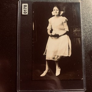Vintage Real Photo Postcard Black Americana Woman in White Dress 0178 RPPC