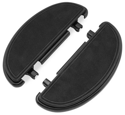 BC Black Driver Floorboard Set Half Moon Style Harley Cross Bones 08-11